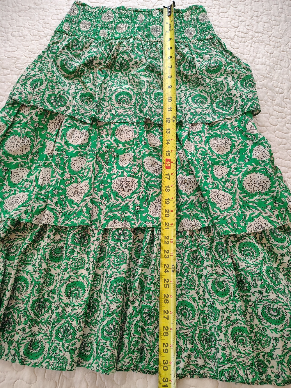 House of Harlow 1960 Green Floral Smocked Crop Top & Tiered Skirt 2-Piece Set S - Picture 4 of 9